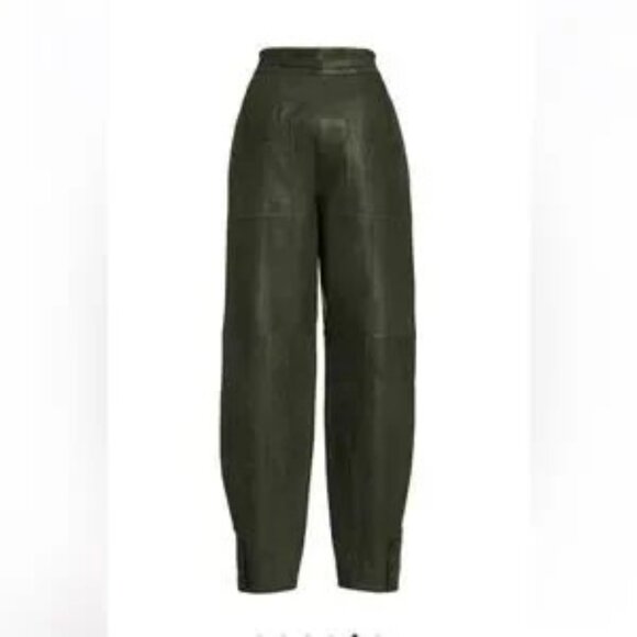 Ulla Johnson Navona High-Rise Leather Pants. Size 8. Color-Green - Picture 3 of 11